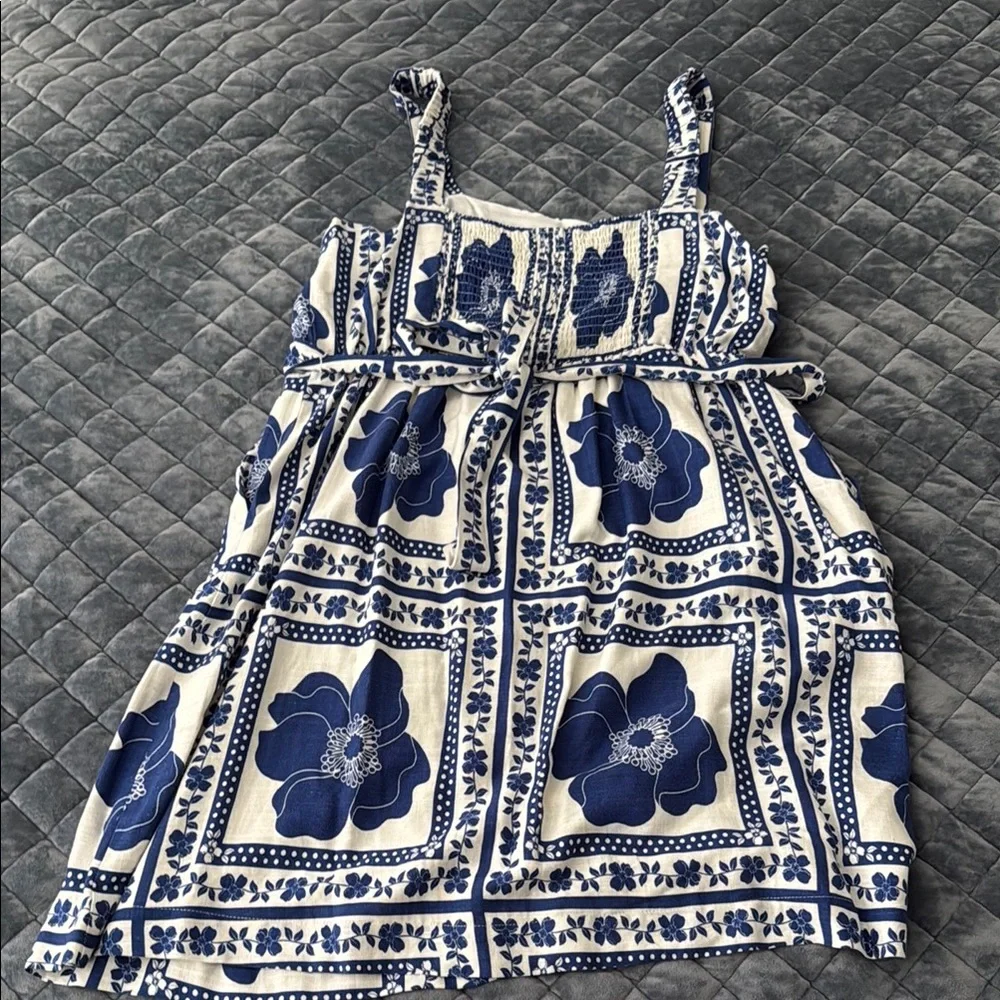 Draper James RSVP Navy and Cream midi dress floral embroidered look smocked XL - Picture 6 of 9